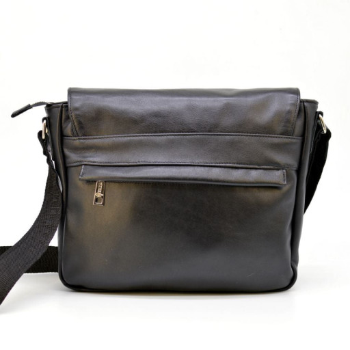 Чоловіча шкіряна сумка через плече з ручкою, підкладка - шкіра TARWA, GA-6046-1md