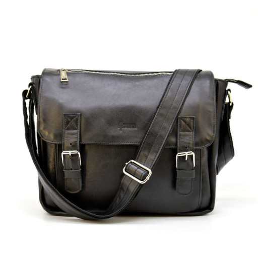 Чоловіча шкіряна сумка через плече з ручкою, підкладка - шкіра TARWA, GA-6046-1md