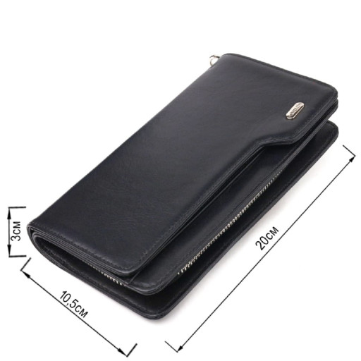 Практичное портмоне клатч из натуральной гладкой кожи CANPELLINI 21540 Черное