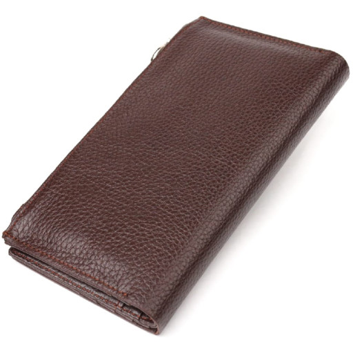 Стильний вертикальний жіночий гаманець з натуральної шкіри CANPELLINI 21642 Коричневий