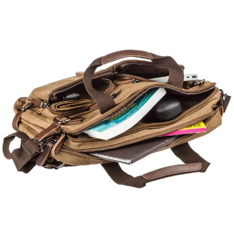 Сумка трансформер із канвас, пісочна John McDee JD2015С велика