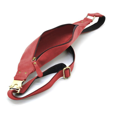 Leather banana bag horse leather red TARWA RR-455-3md