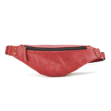 Leather banana bag horse leather red TARWA RR-455-3md