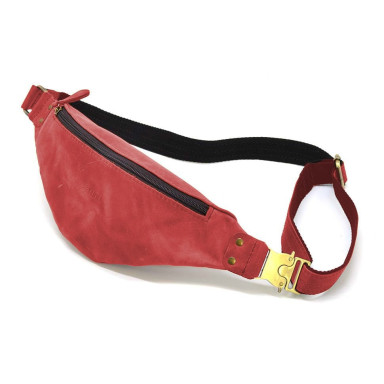 Leather banana bag horse leather red TARWA RR-455-3md