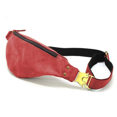 Leather banana bag horse leather red TARWA RR-455-3md