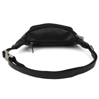 Leather fanny pack, waist bag black crazy horse TARWA RA-7218-3md