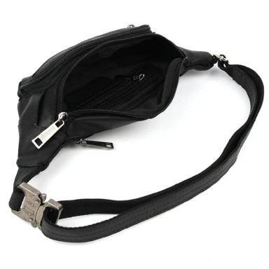 Leather fanny pack, waist bag black crazy horse TARWA RA-7218-3md
