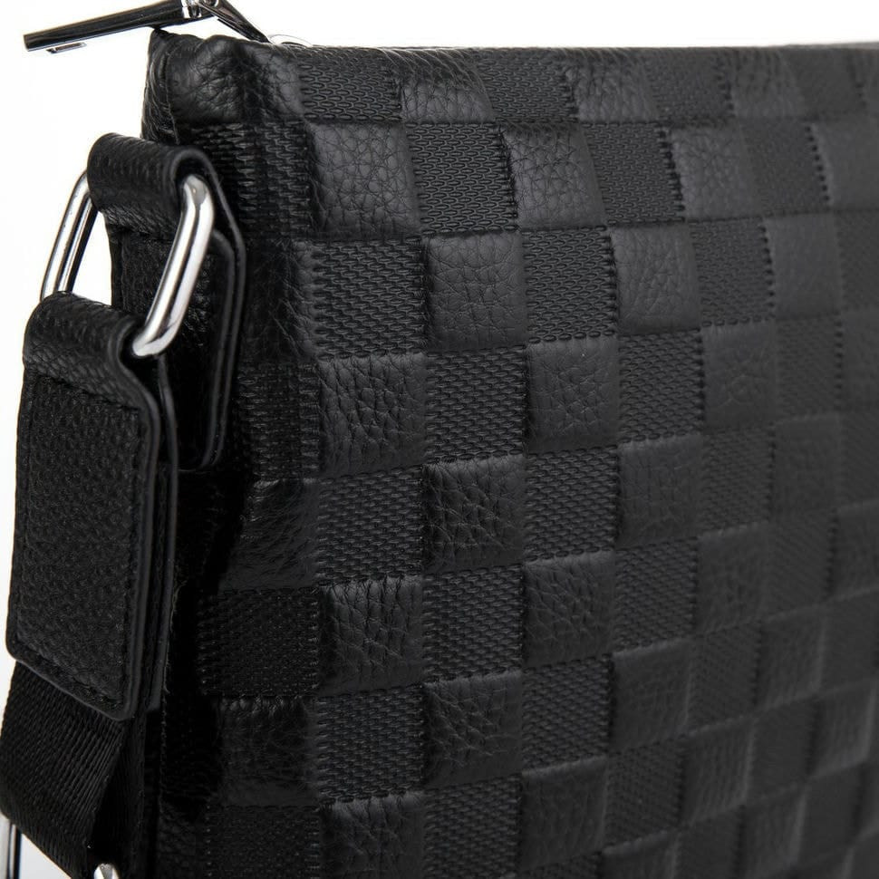 Чоловіча сумка чорна фактурна Tiding Bag A25-6106A