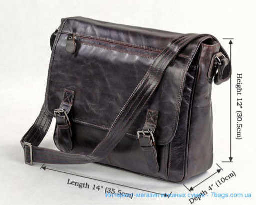 Містка шкіряна сумка через плече, темно-коричнева 7022