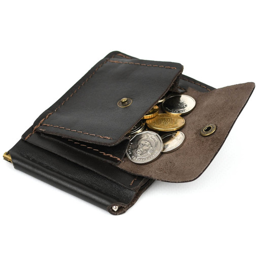 Затискач із монетницею шкіряний коричневий Наппа GC-hold2-3md TARWA