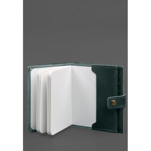 Шкіряна обкладинка-портмоне на паспорт з гербом України 25.1 Зелена