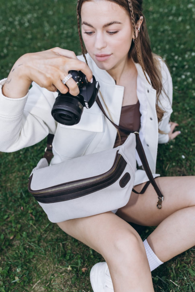 Сумка бананка для фотоапарата шкіра та канвас TARWA RCj-1313-4lx