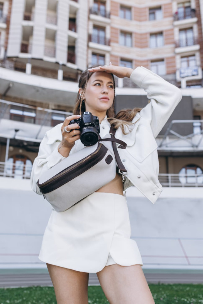 Сумка бананка для фотоапарата шкіра та канвас TARWA RCj-1313-4lx