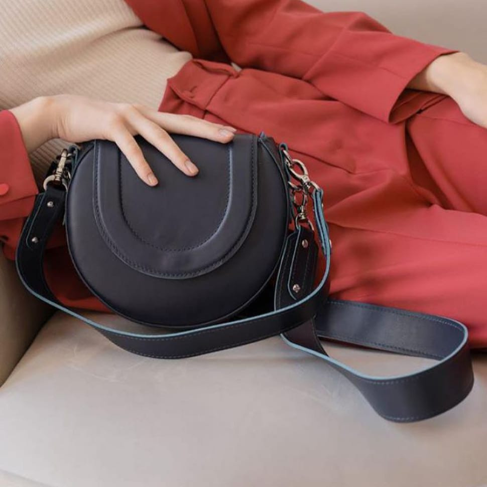 Жіноча шкіряна сумка Mandy темно-синя