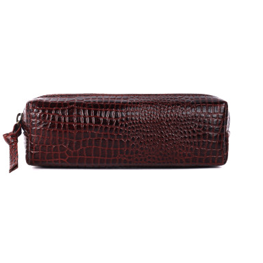Hammonds Flycatcher UC501 Croco Brown Leather Cosmetic Case