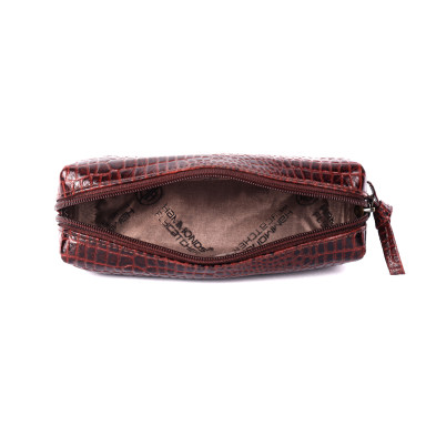 Hammonds Flycatcher UC501 Croco Brown Leather Cosmetic Case