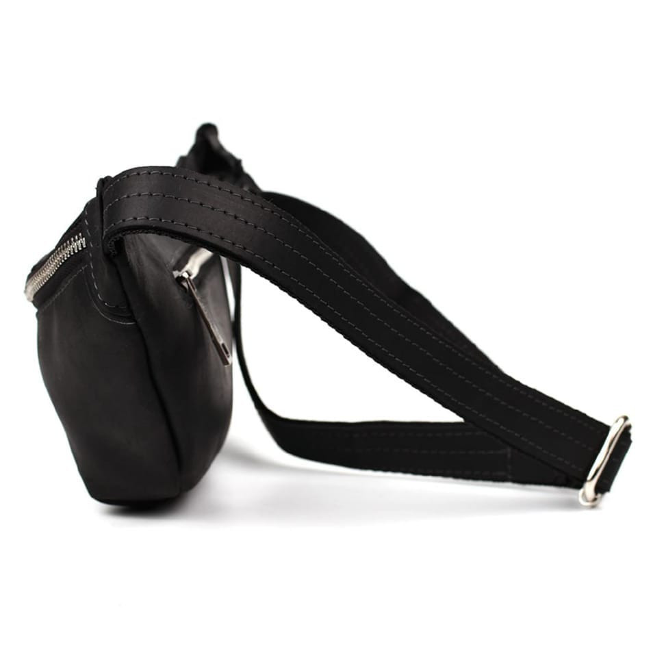 Шкіряна сумка на пояс бананка TARWA RA-7416-4lx крейзі чорний хорс
