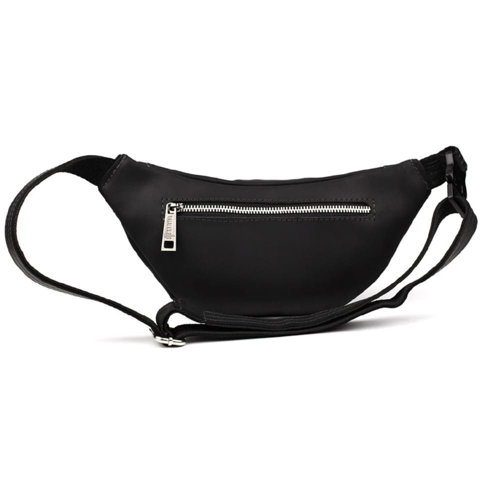 Шкіряна сумка на пояс бананка TARWA RA-7416-4lx крейзі чорний хорс