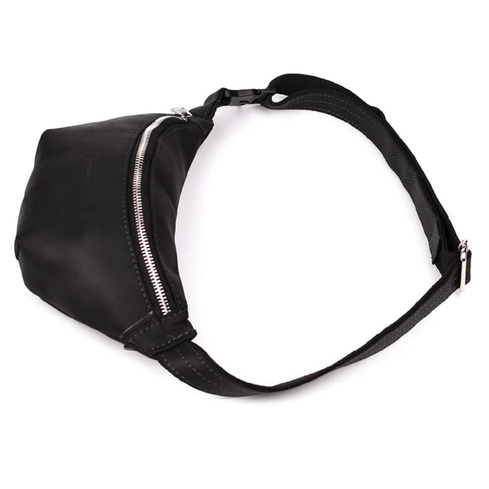 Шкіряна сумка на пояс бананка TARWA RA-7416-4lx крейзі чорний хорс