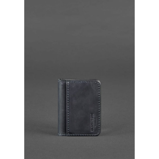 Шкіряна обкладинка для ID-паспорта та прав водія 4.1 синя Crazy Horse з гербом