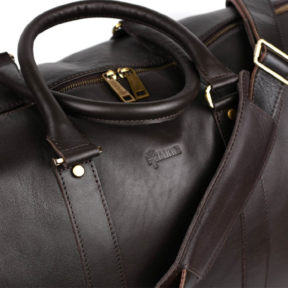 Large leather travel bag 61cm TARWA GC-9551-4lx brown Nappa