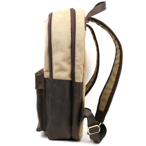 Рюкзак з кінської шкіри та пісочного канвасу TARWA RCs-7273-3md