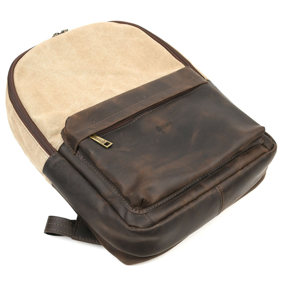 TARWA RCs-7273-3md horsehide and sand canvas backpack
