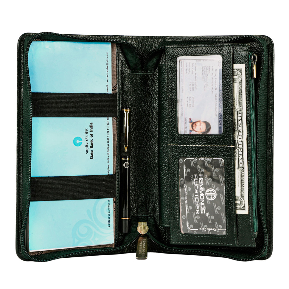  Дорожнє шкіряне портмоне Hammonds Flycatcher PH601 Green (Зелений)