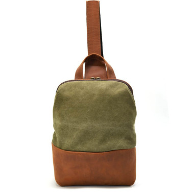 Mens shoulder sling, chest bag made of leather and canvas TARWA RBH-1905-3md