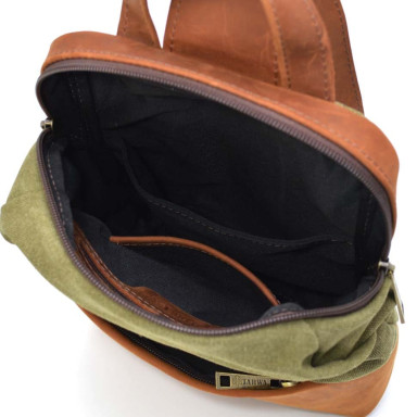 Mens shoulder sling, chest bag made of leather and canvas TARWA RBH-1905-3md