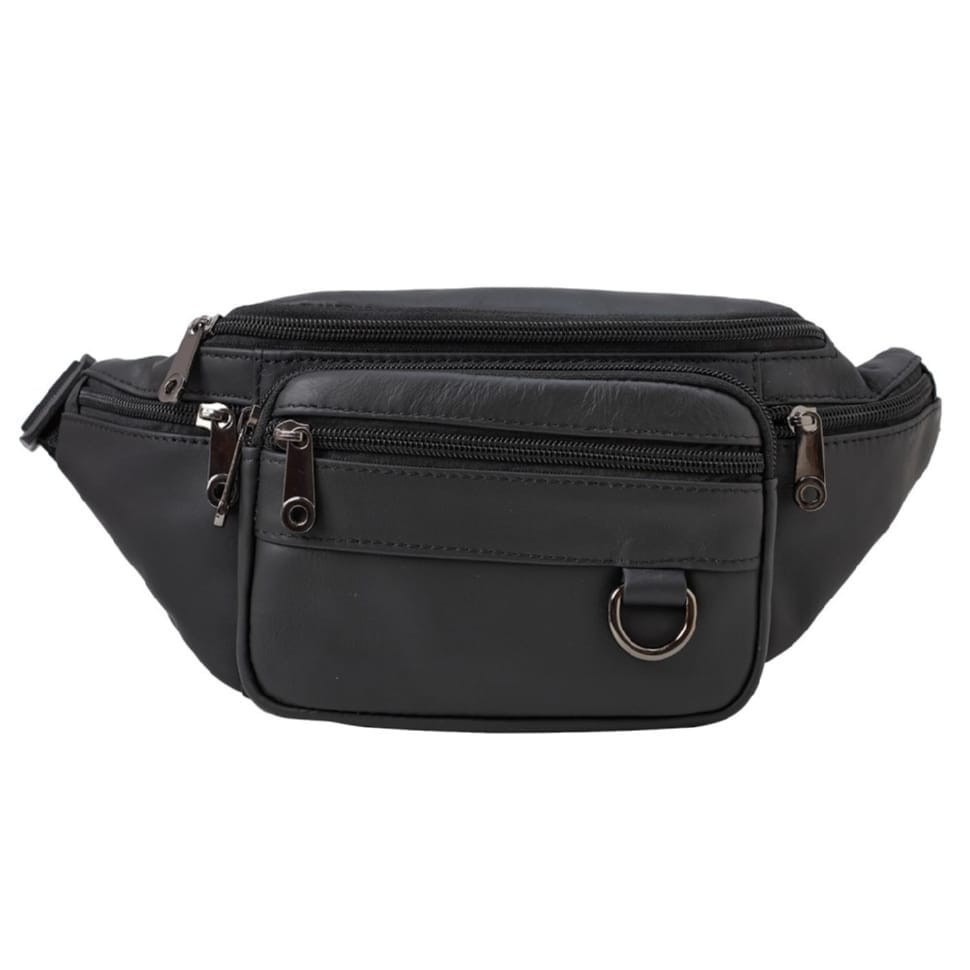 Мужская кожаная поясная сумка BUFFALO BAGS M9044A черная