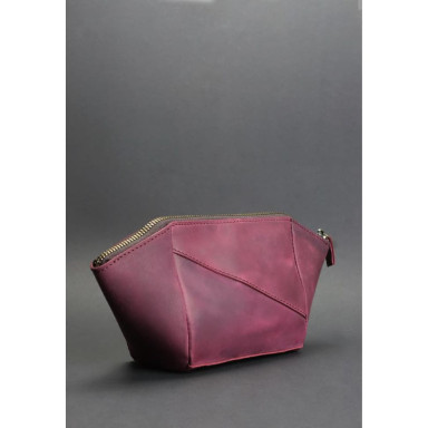 Women's leather cosmetic bag burgundy Crazy Horse