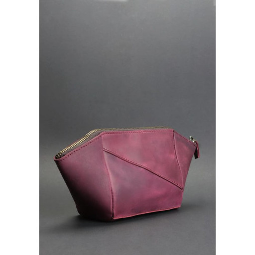 Жіноча шкіряна косметичка бордова Crazy Horse