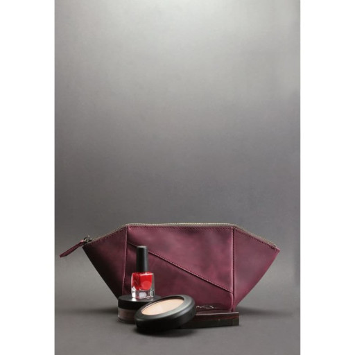 Жіноча шкіряна косметичка бордова Crazy Horse