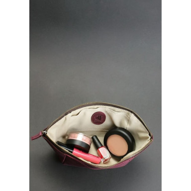 Women's leather cosmetic bag burgundy Crazy Horse
