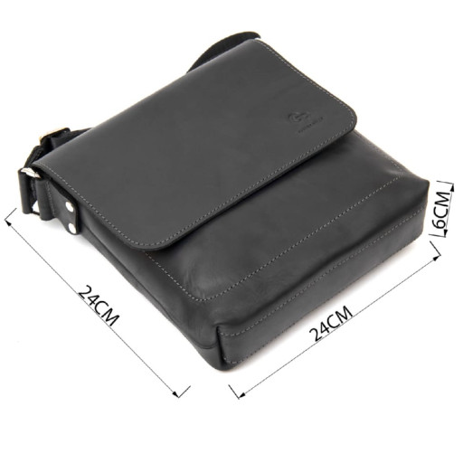 Практична шкіряна чоловіча сумка GRANDE PELLE 11431 Чорний