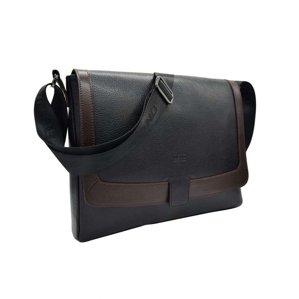 М'який портфель шкіряний BOND 1123-281-2 чорно-коричневий