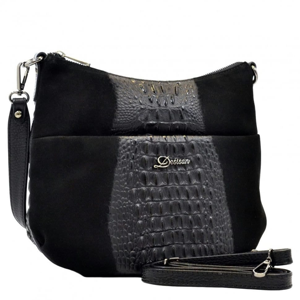 Сумка жіноча шкіряна Desisan 3018-416 чорний замш