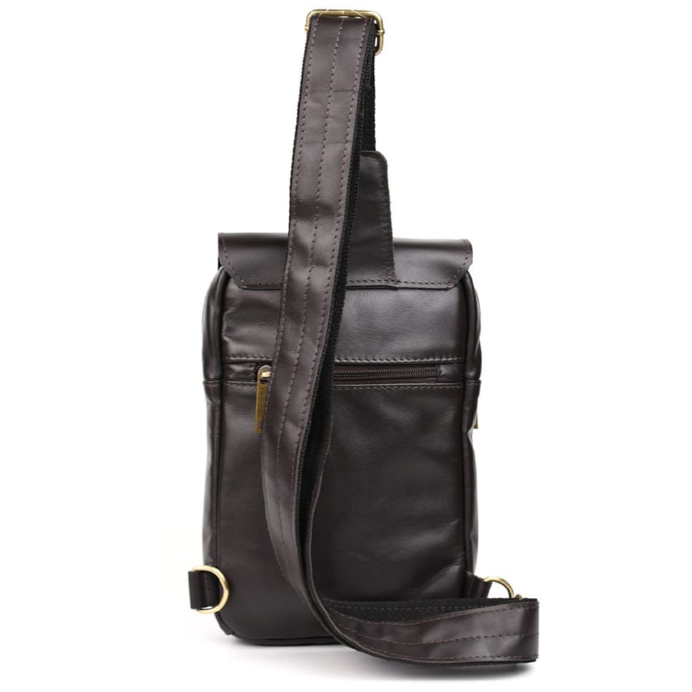 Mens leather sling backpack GC-6403-4lx TARWA brown nappa