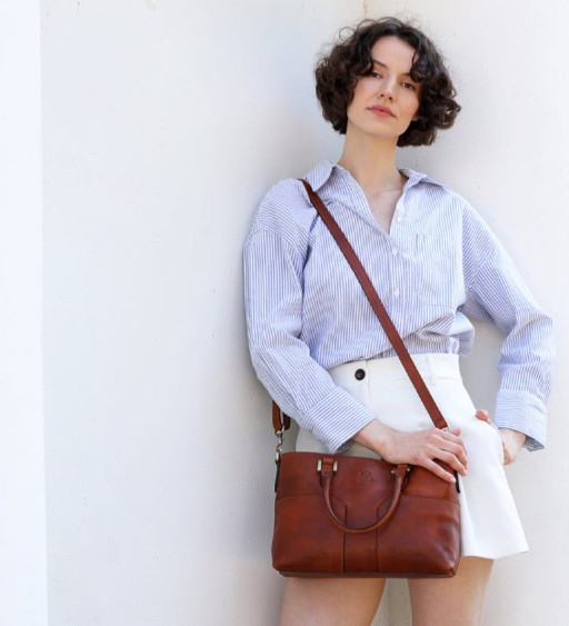 Жіноча шкіряна сумка через плече - Camilla - Коньячно-коричневий матовий колір - Time Resistance 5224001