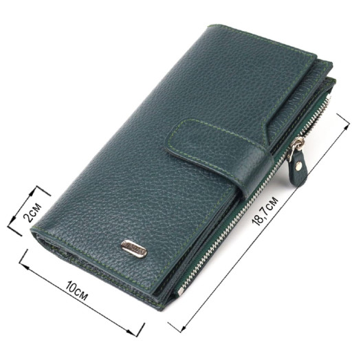 Жіночий великий вертикальний гаманець з натуральної шкіри CANPELLINI 21643 Зелений