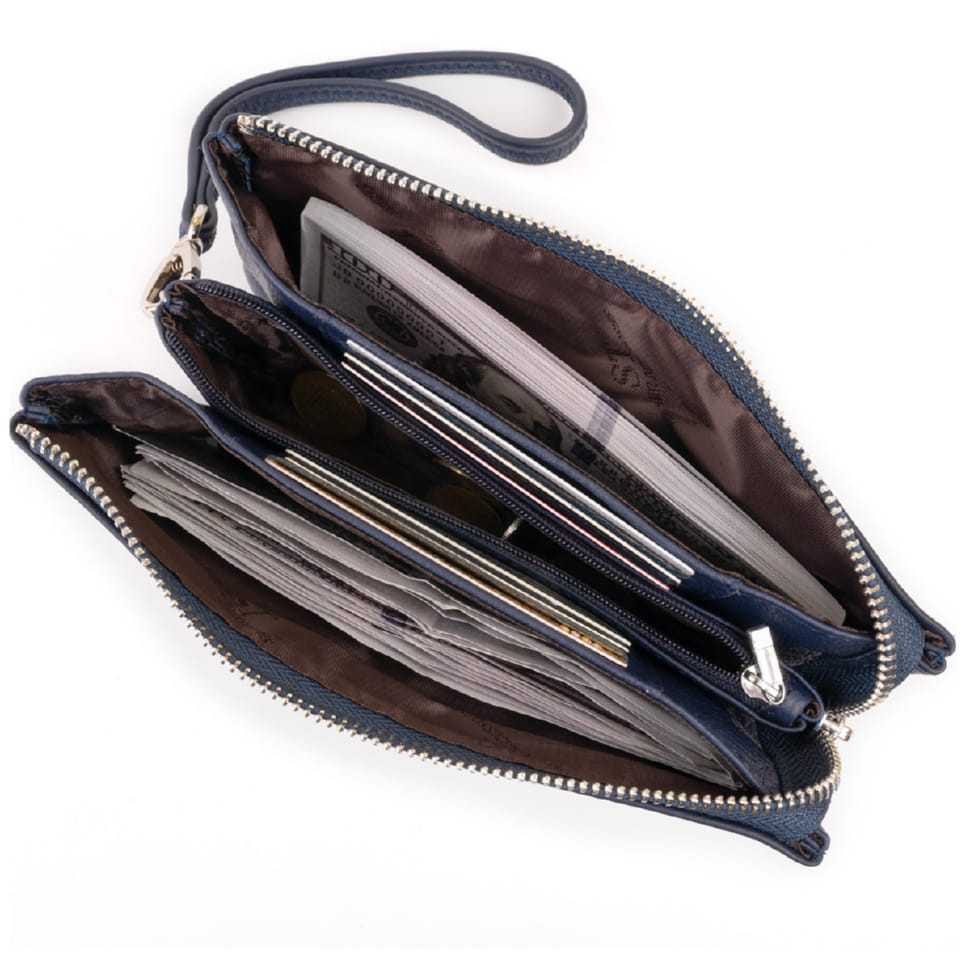 Textured men's money wallet made of genuine leather with crocodile embossing CANPELLINI 21943 Brown