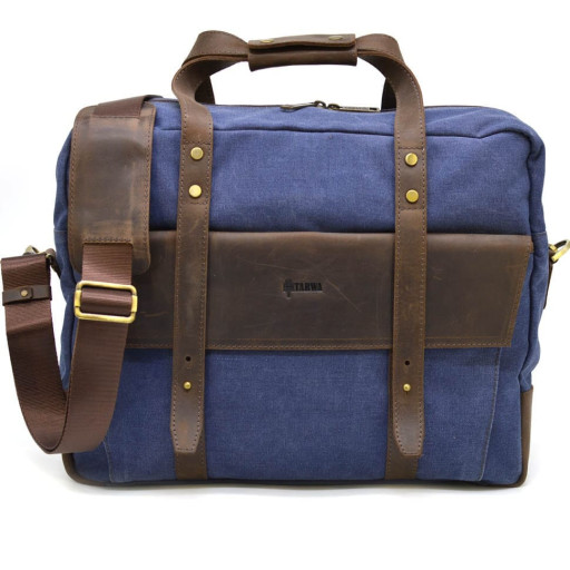Сумка для ноутбука 15" синя RK-3942-4lx TARWA з текстилю та шкіри