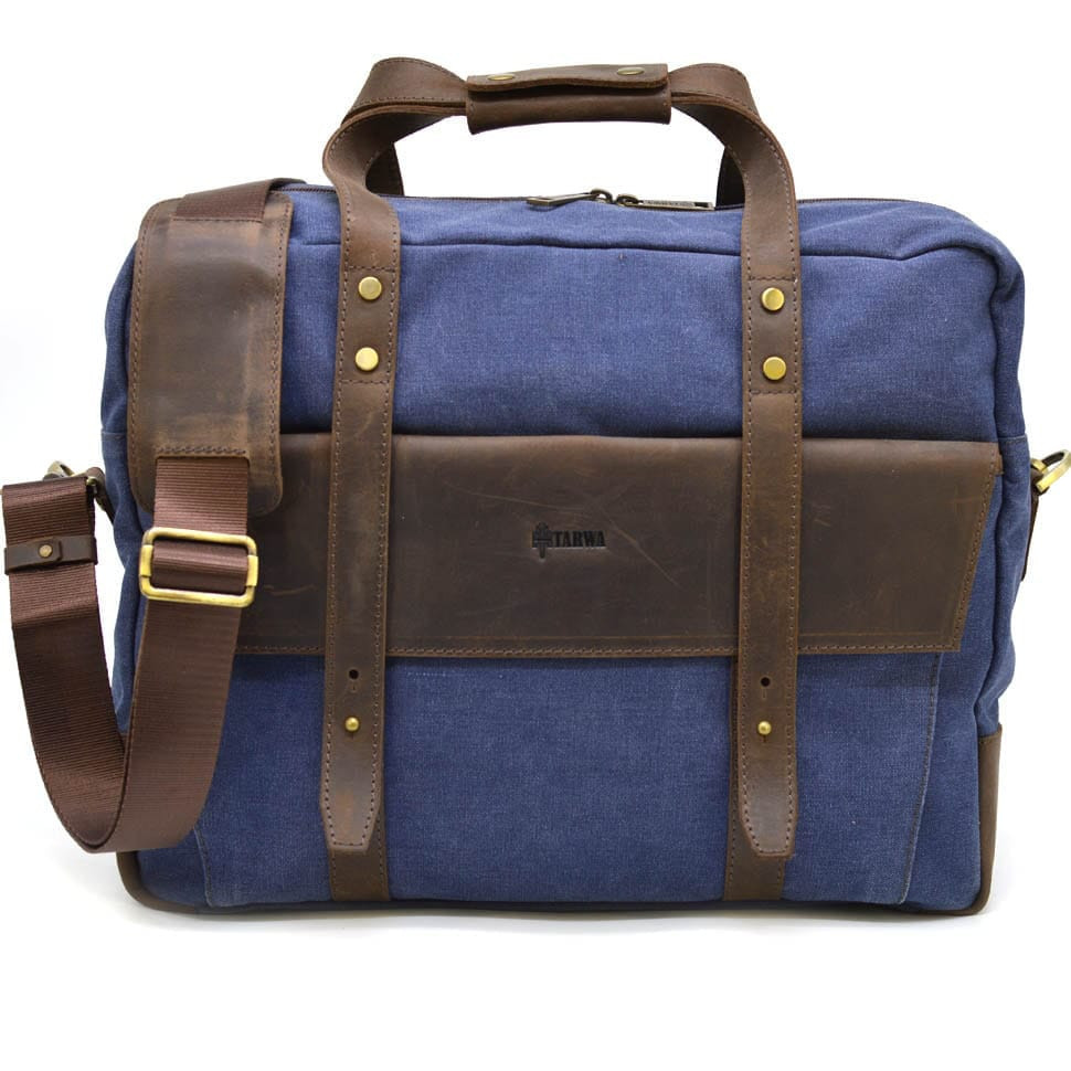 Сумка для ноутбука 15" синя RK-3942-4lx TARWA з текстилю та шкіри