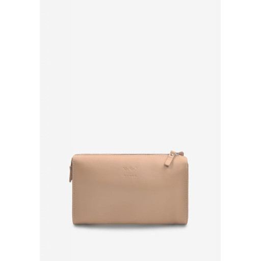 Шкіряний млатч світло-бежевий