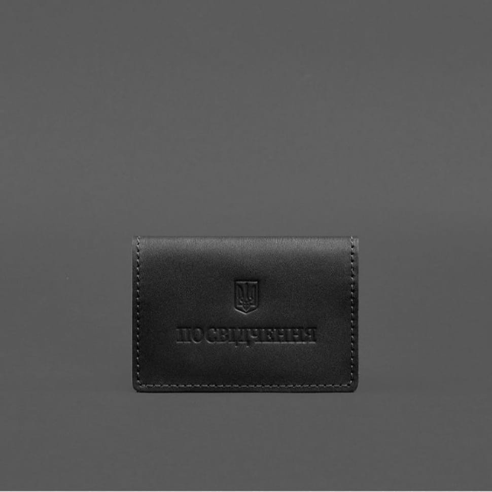Шкіряна обкладинка для пенсійного посвідчення чорна