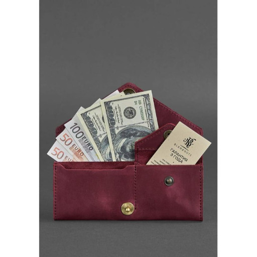 Шкіряний жіночий гаманець Керрі 1.0 бордовий Crazy Horse