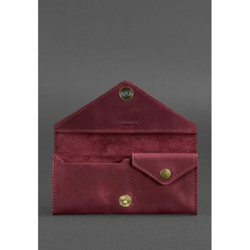 Шкіряний жіночий гаманець Керрі 1.0 бордовий Crazy Horse