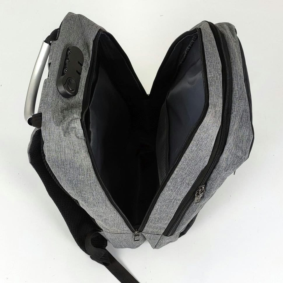 Текстильний сірий чоловічий рюкзак для ноутбука Tiding Bag BPT01-CV-9006G