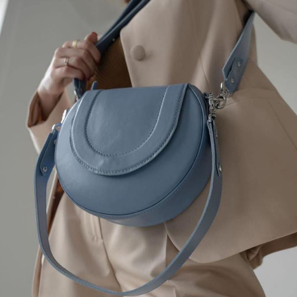 Жіноча шкіряна сумка Mandy блакитна